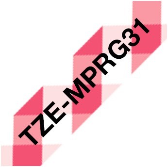TZe-MPRG31 (12mm) Schriftband schwarz/rot kariert