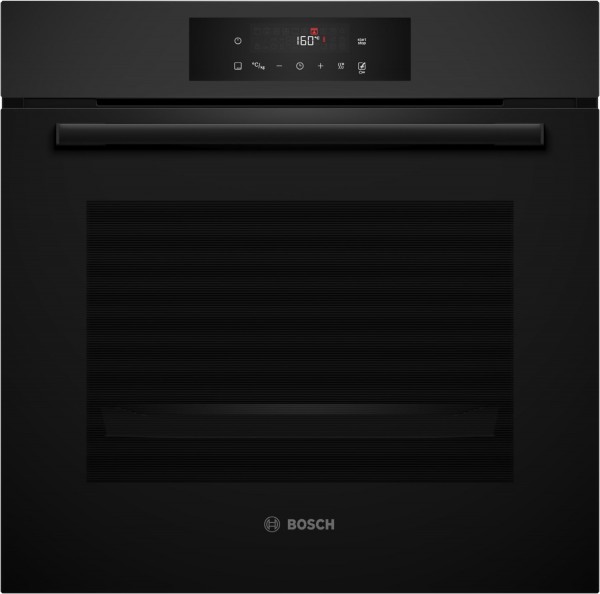 HBA572BM3 Einbaubackofen matt black, 71 l, Pizza-Stufe, schnelles Vorheizen, pyrolytische Selbstreinigung, 59,4 cm breit, A+, schwarz, Serie 4
