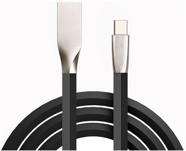 Daten-/Ladekabel Metall Plug USB>Type-C (3m) schwarz/silber