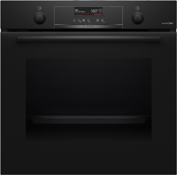 HBG4395B7 Einbaubackofen schwarz, 71 l, Pizza-Stufe, schnelles Vorheizen, Rückwand katalytisch beschichtet, 59,4 cm breit, A+, Serie 6
