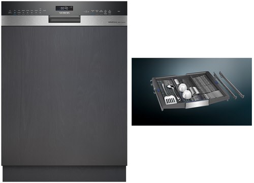SN55ESS0BD Teilintegrierter Einbau-Geschirrspüler 60 cm bestehend aus SN55ES00BD + SZ36DB04 gebürsteter Stahl