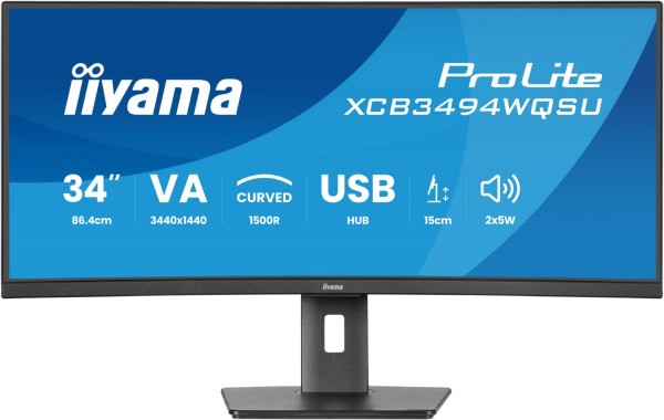 ProLite XCB3494WQSU-B1 86 cm (34") TFT-Monitor mit LED-Technik mattschwarz, Ultrawide (3440x1440), 0,4 ms Reaktionszeit, gebogen, Gaming geeignet