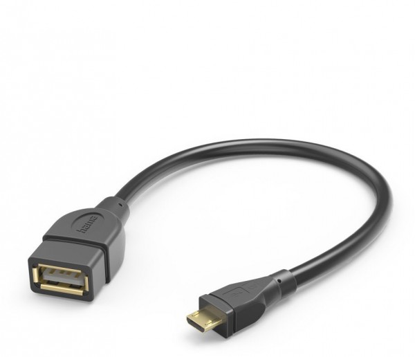 USB-Adapterkabel (0,15m) Micro-USB-Stecker>USB-A-Buchse schwarz