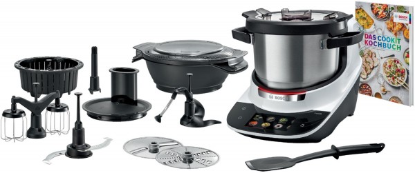 MCC9555DWC Cookit Küchenmaschine mit Kochfunktion schwarz/weiß/edelstahl