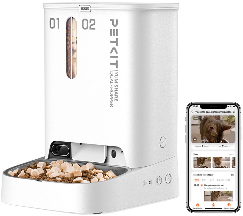 YUMSHARE Dual-Hopper Automatischer Futterspender weiß