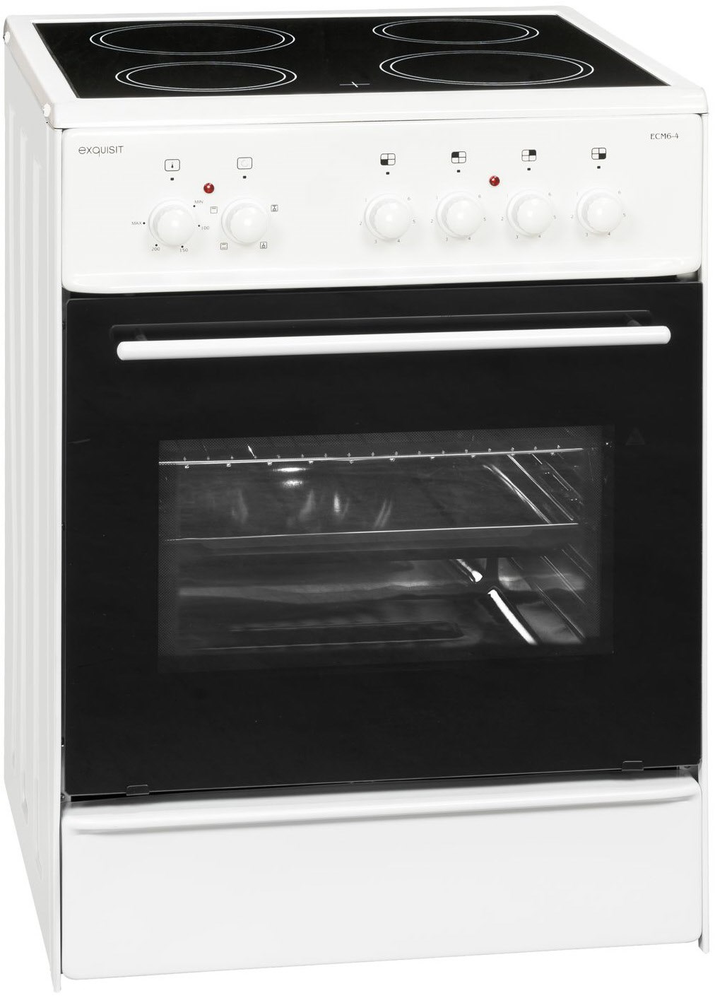 ECM 6-4 Elektroherd mit Glaskeramikfeld edelstahl, 61 l, 60 cm breit, A, 4 Kochzonen
