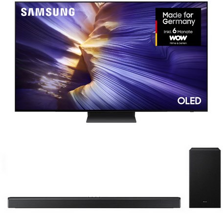 GQ55S93FAE 138 cm (55") OLED Vision AI Smart TV graphitschwarz inkl. HW-B760GF Soundbar mit Subwoofer schwarz, 4K Ultra HD, 144 Hz, Sprachsteuerung