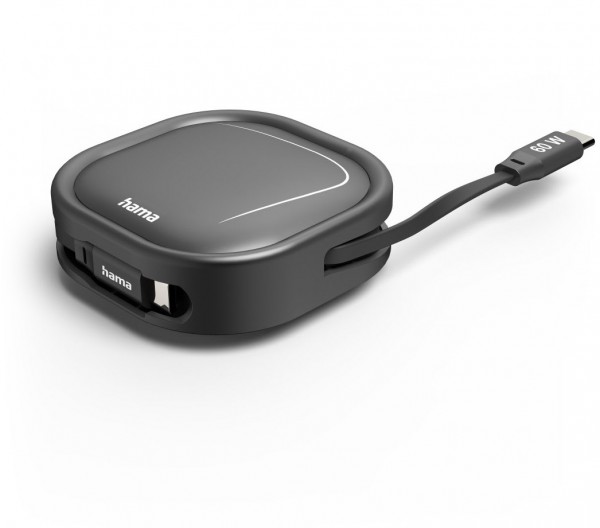 Ausziehbares USB-C Ladekabel (1m) schwarz