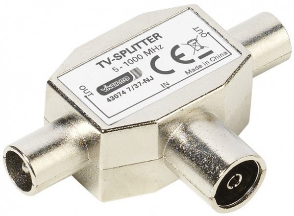 TV-2fach-Verteiler Koaxkupplung 2x Koaxstecker