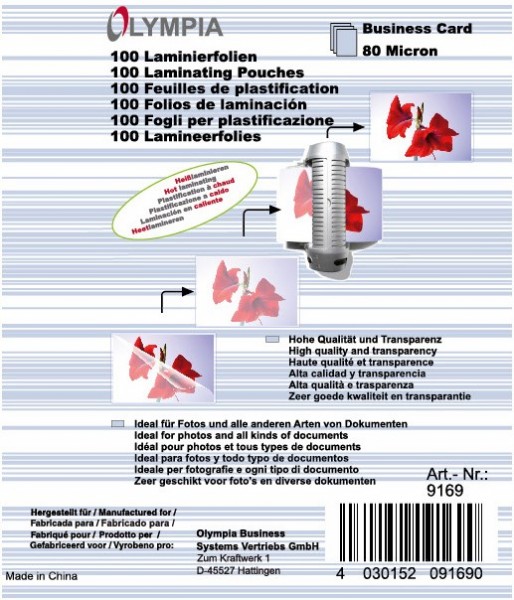 Visiten-Folien 80 Mic (100 St.)