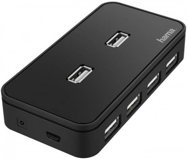 USB-Hub 7 Ports USB 2.0, 480 Mbit/s schwarz