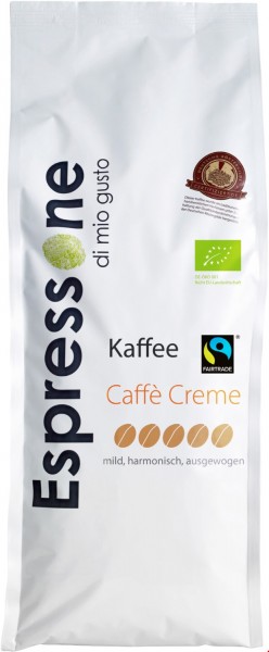 Bio FairTrade Kaffee "Caffe Creme" 1kg Kaffeebohnen