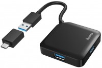 USB-3.2 Gen1 Hub 4 Ports inkl. USB-C Adapter schwarz