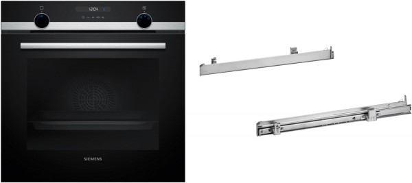 EQ518ABSHB Einbaubackofen bestehend aus HB517GBS3 + HZ538000 edelstahl, 71 l, 59,4 cm breit, A+, iQ500