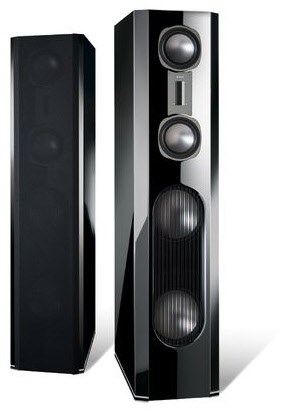Image of Aurum Vulkan 9 /Stück Stand-Lautsprecher schwarz pianofinish