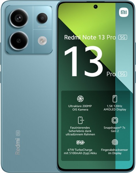 Xiaomi Redmi Note 13 Pro 5G (8GB+256GB) Smartphone ocean teal
