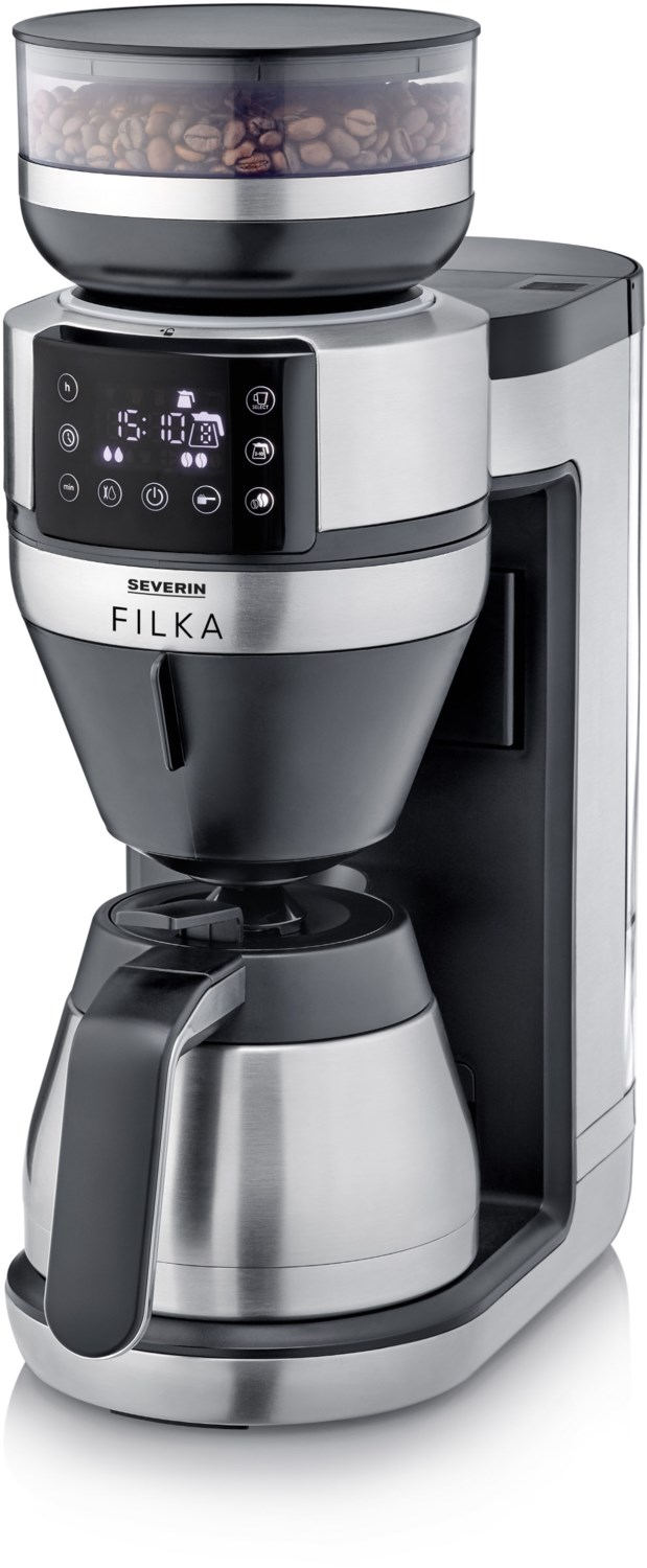 FILKA KA 4851 Kaffeeautomat mit intergrierter Kaffeemühle schwarz/edelstahl