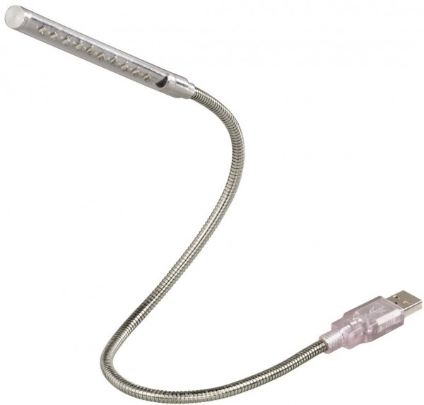 Hama Schwanenhals Notebook Licht 10 LEDs USB-Leuchte für PC/Notebook silber