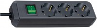 Eco-Line Steckdosenleiste 3-fach (5m) mit Schalter schwarz