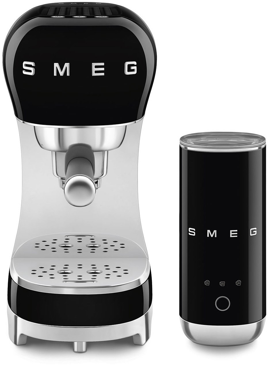 SMEG ECF12BLEU Schwarz + Milchaufschäumer