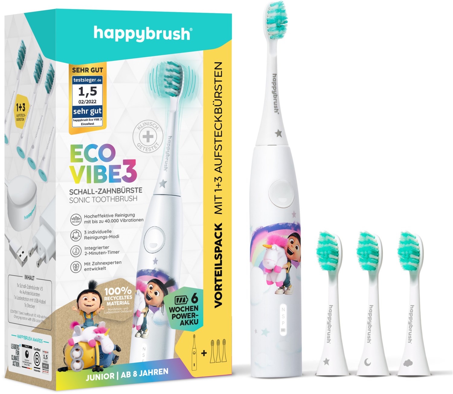 ECO VIBE KIDS Agnes + 3 Refills Schallzahnbürste