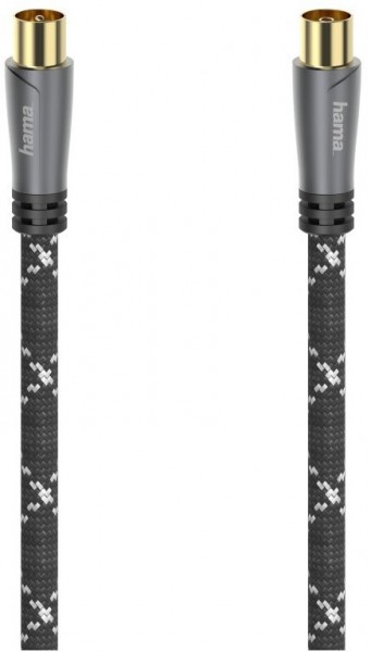 Antennen-Kabel 120 dB (5m) Koax-Stecker>Koax-Kupplung grau/schwarz