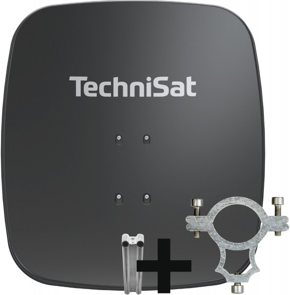 SATMAN 65 Plus Satelliten-Reflektor inkl. LNB-Halteschelle schiefergrau