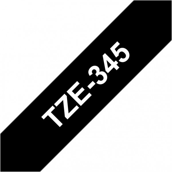 TZE-345 Schriftband lamin. (18mm) schwarz/weiss
