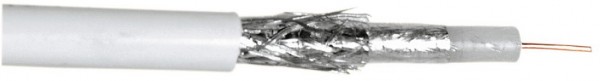 Koax-Kabel starr, 1x 0,72 mm², Antennenkabel weiß