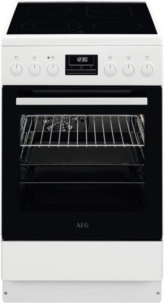 CCB5449BBW Elektroherd mit Glaskeramikfeld weiss, 57 l, Pizza-Stufe, Heißluftgrill, 50 cm breit, A, 4 Kochzonen