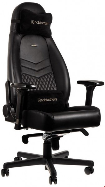 ICON Echtleder Büro/Gaming Stuhl schwarz/schwarz