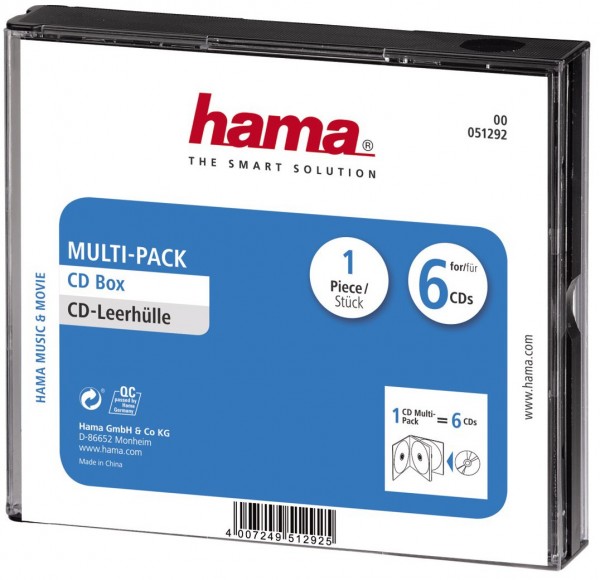 CD-Multipack 6 CD-Hülle transparent/schwarz