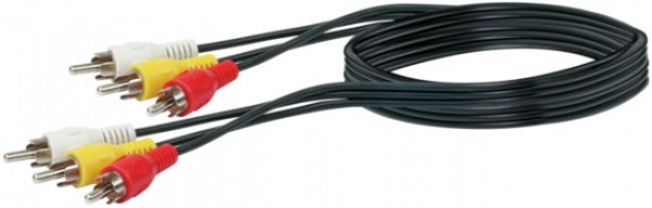 A/V Anschlusskabel (1,5m) 3x Cinch Stecker > 3x Cinch Stecker schwarz