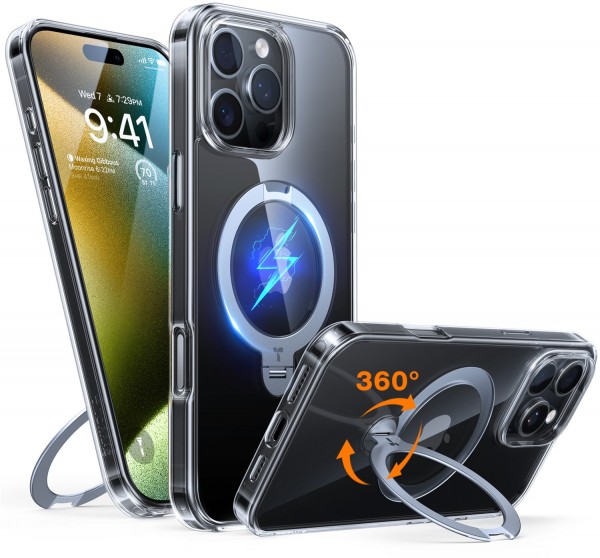 UPRO Ostand Spin Case für iPhone 16 Pro transparent