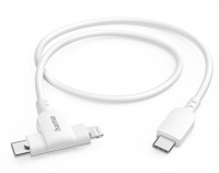 2in1 USB-C->USB-C/Lightning Ladekabel (1,5m) weiß