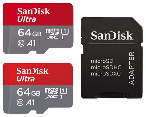 2x microSDXC Ultra (64GB) Speicherkarte + Adapter