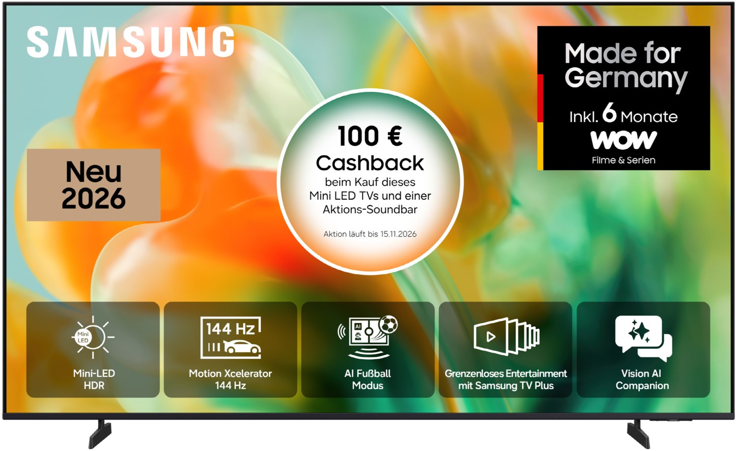 GU55M83HAU 138 cm (55") Mini LED Vision AI Smart TV, 4K Ultra HD, 100 Hz, DVB-T2/DVB-C/DVB-S2, Sprachsteuerung