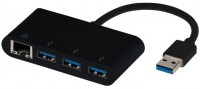 USB > LAN Adapter + 3x USB schwarz