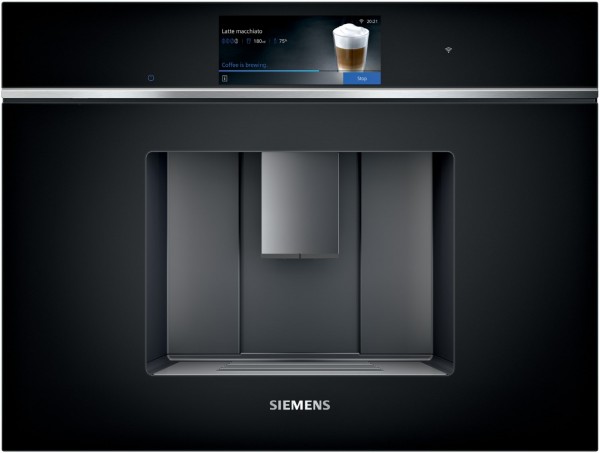 CT718L1B0 Einbau-Kaffee-Vollautomat schwarz, Milchbehälter, iQ700, Keramik-Mahlwerk, 19 bar, 2,4 l, Apps ladbar