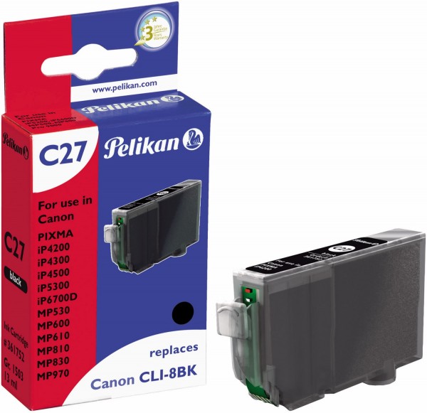 C27 Tintenpatrone ersetzt Canon CLI-8BK schwarz