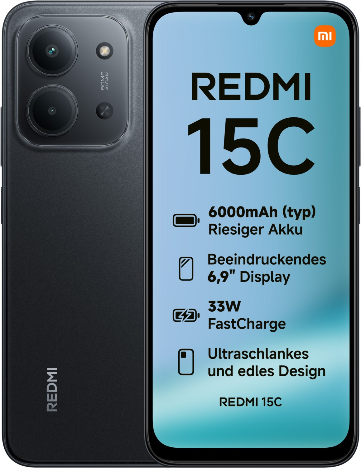 Redmi 15 (6GB+128GB) Smartphone midnight black