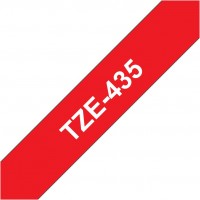 TZe-435 (12mm) Schriftband rot/weiß