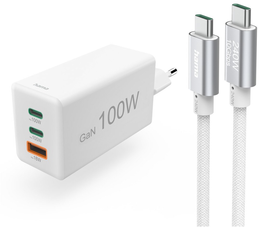 Schnellladegerät (100W) inkl. USB-C Ladekabel weiss