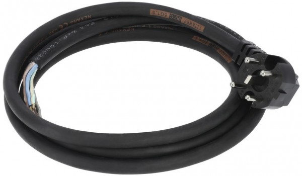 Geräteanschlusskabel (2m) mit gewinkeltem Starkstromstecker schwarz