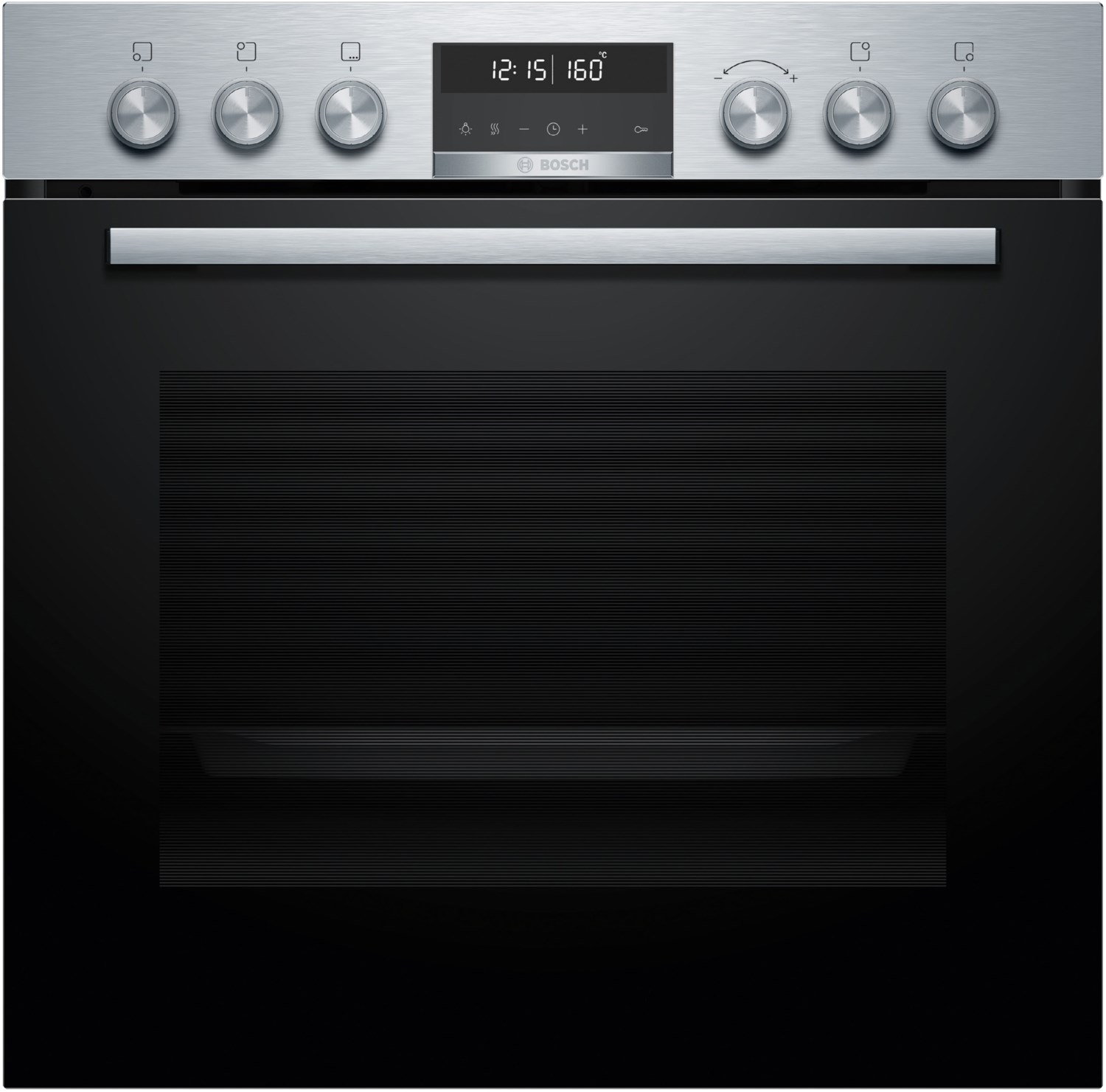 HEG578BS4 Einbau Elektro-Herd edelstahl, 71 l, Pizza-Stufe, schnelles Vorheizen, 59,4 cm breit, A+, Serie 6