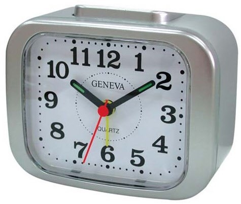 Geneva XL Quarzwecker silber