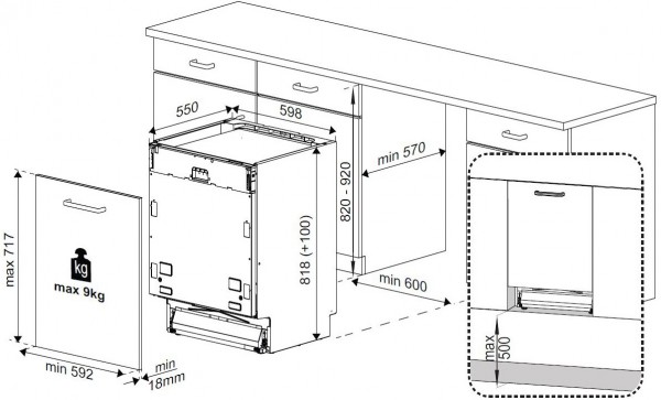 Beko DIN 26421 Vollintegrierbarer 60 cm Geschirrspüler 