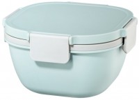Salatbox To Go (1.400ml) mit Einsatz/Dressingbehälter/Gabel Pastellblau