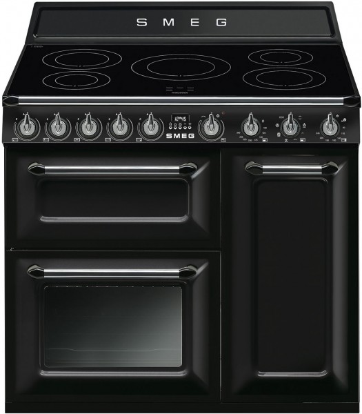 TR93IBL2 Stand-Elektroherd mit Induktionsfeld schwarz, 168 l, 90 cm breit, A, Victoria, 5 Kochzonen
