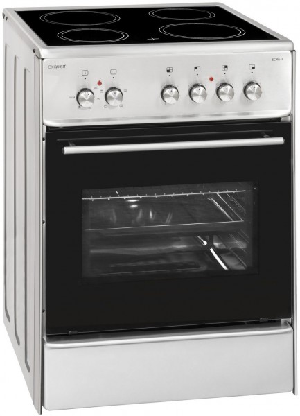 ECM 6-4 Elektroherd mit Glaskeramikfeld edelstahl, 61 l, 60 cm breit, A, 4 Kochzonen